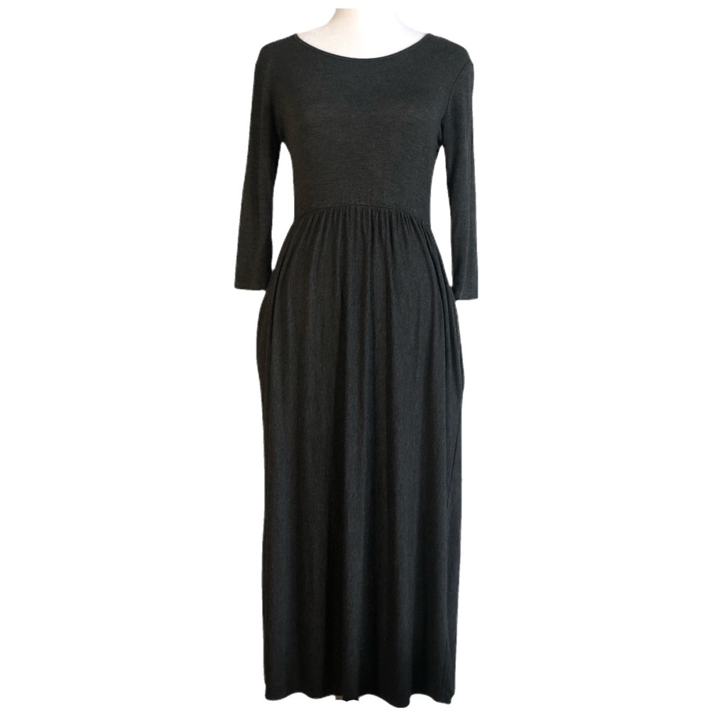 Iconic Luxe Jersey Dress Charcoal Gray Pockets